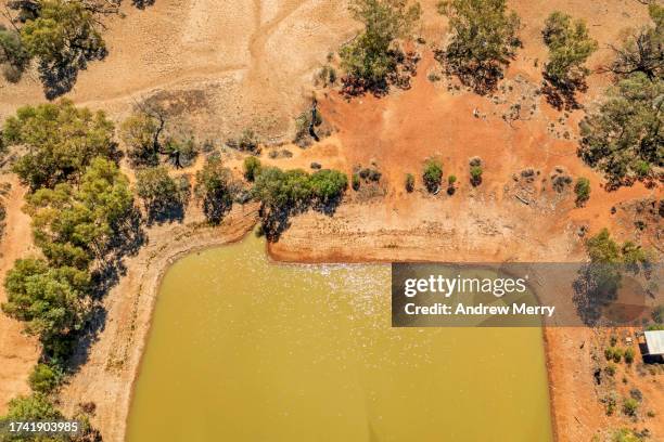 farm dam water lake aerial close up - groundwater stock pictures, royalty-free photos & images