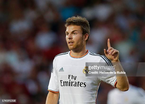 Asier Illarramendi in actions during the mach Bournemouth and Real Madrid at Goldsands Stadium on July 21, 2013 in Bournemouth, England.