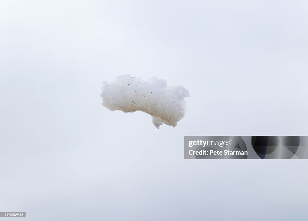 Soap foam floating through the air