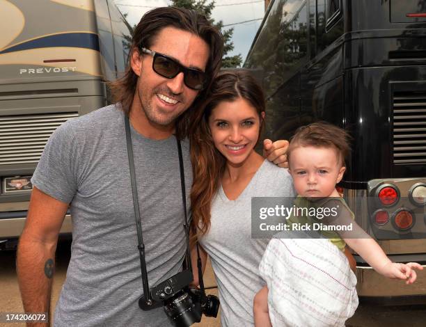 Singer/Songwriter Jake Owen, Wife/Model Lacey Buchanan and daughter pearl backstage at Country Thunder - Twin Lakes, Wisconsin - Day 4 on July 21,...