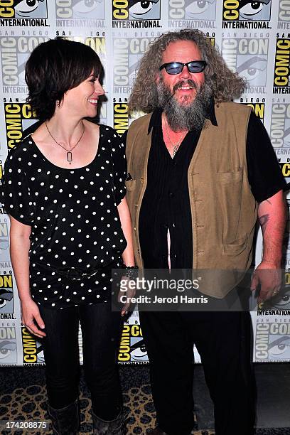 Actress Maggie Siff and actor Mark Boone Junior attend the "Sons Of Anarchy" press line during Comic-Con International 2013 at San Diego Convention...