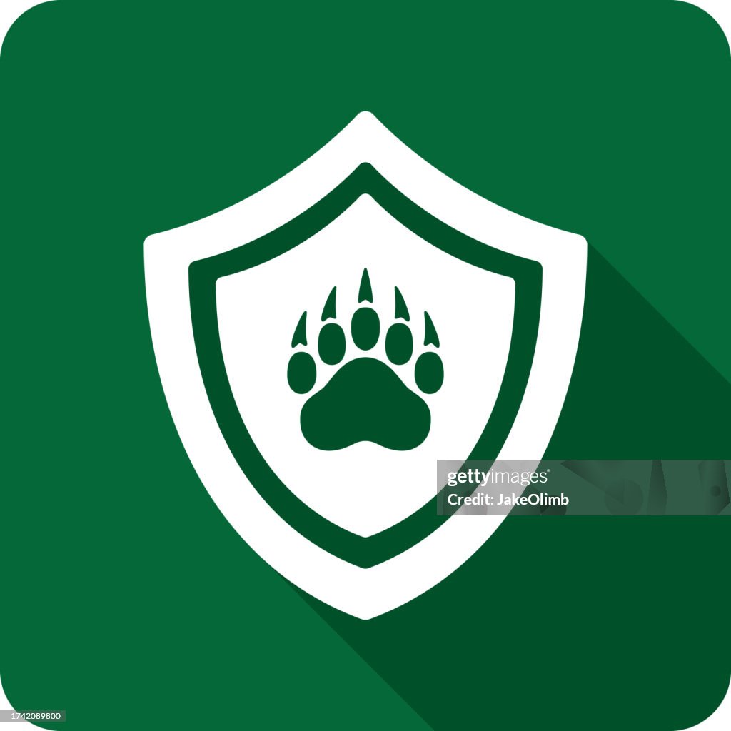 Shield Bear Paw Print Icon Silhouette