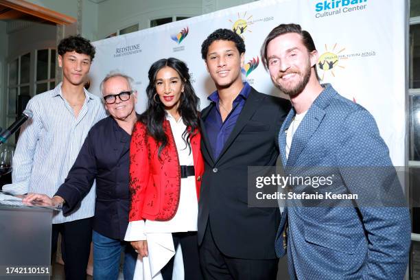 Oliver Puck, Wolfgang Puck, Gelila Assefa Puck, Alexander Puck, and Byron Puck attend as Shari Redstone & Gelila Assefa Puck Host Rebuilding Bridges...