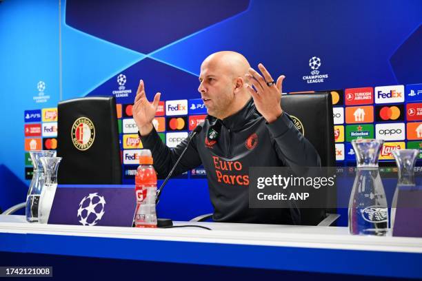 Coach of Feyenoord Arne Slot during the MD-1 press conference prior to the UEFA Champions League match against SS Lazio Roma at Feyenoord Stadion de...