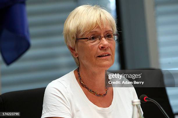Committee Chairwoman Susanne Kastner attends the first parliamentary inquiry witness hearing into the failed Euro Hawk drone project on July 22, 2013...