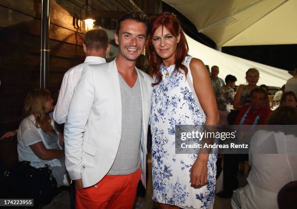 Andrea Berg and Florian Silbereisen attend the after show party to the Andrea Berg Open Air festival 'Heimspiel' at comtech Arena on July 20, 2013 in...