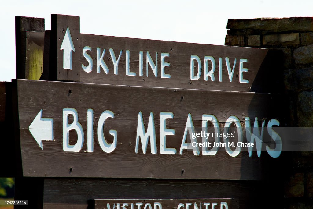 "Big Meadows" Sign, Skyline Drive, Shenandoah National Park, Virgnia (USA)