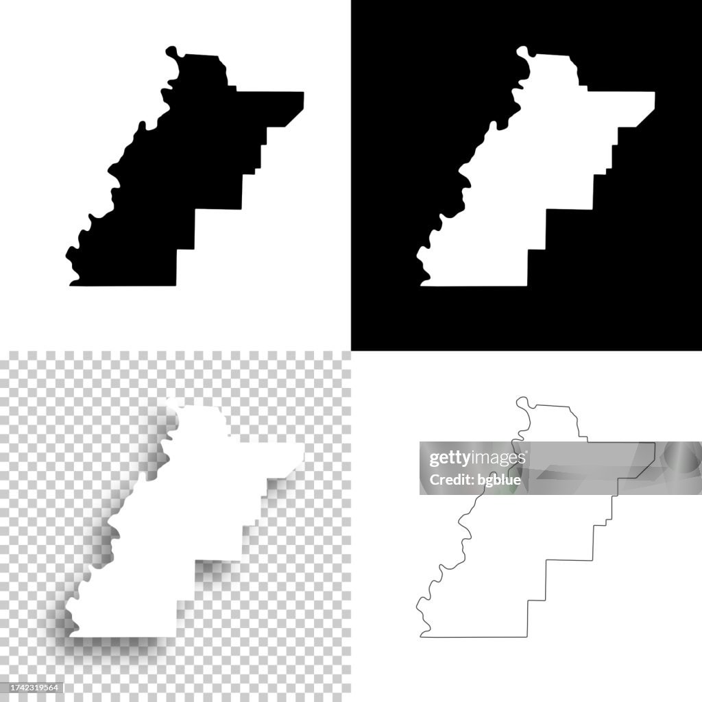 Talladega County, Alabama. Maps for design. Blank, white and black backgrounds