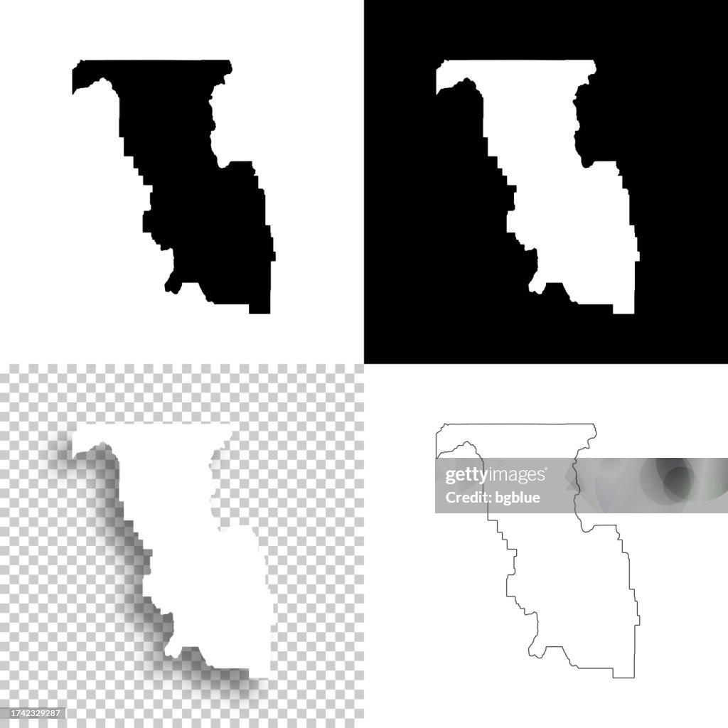 Bannock County, Idaho. Maps for design. Blank, white and black backgrounds
