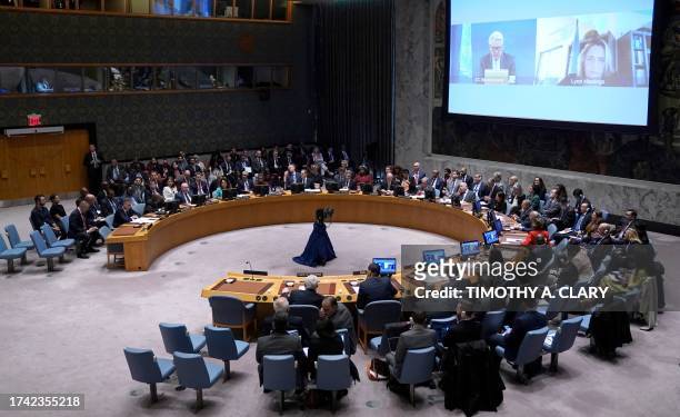 United Nations Security Council meeting on the conflict in Middle East at the UN headquarters in New York City on October 24, 2023. Fighting has...