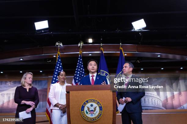 Rep. Ted Lieu speaks during a press conference at the US Capitol on October 24, 2023 in Washington, DC.