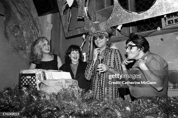 Gossip columnist and author Michael Musto hosts his birthday party at the Limelight nightclub in December of 1991 in New York City, New York. L-R:...