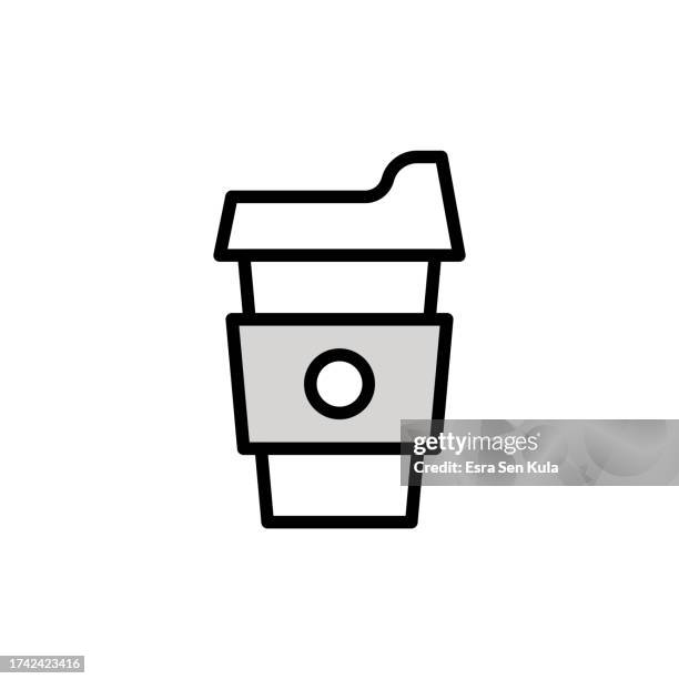 take away coffee cup universal line icon design with editable stroke. suitable for web page, mobile app, ui, ux and gui design. - coffee take away cup simple stock illustrations