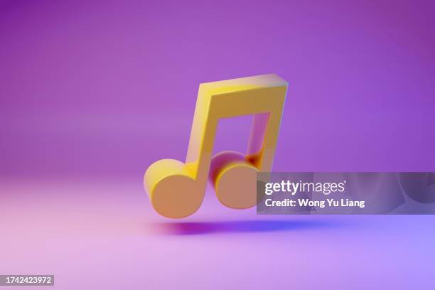 music beamed eighth note icon, 3d render - 3d music notes stock pictures, royalty-free photos & images
