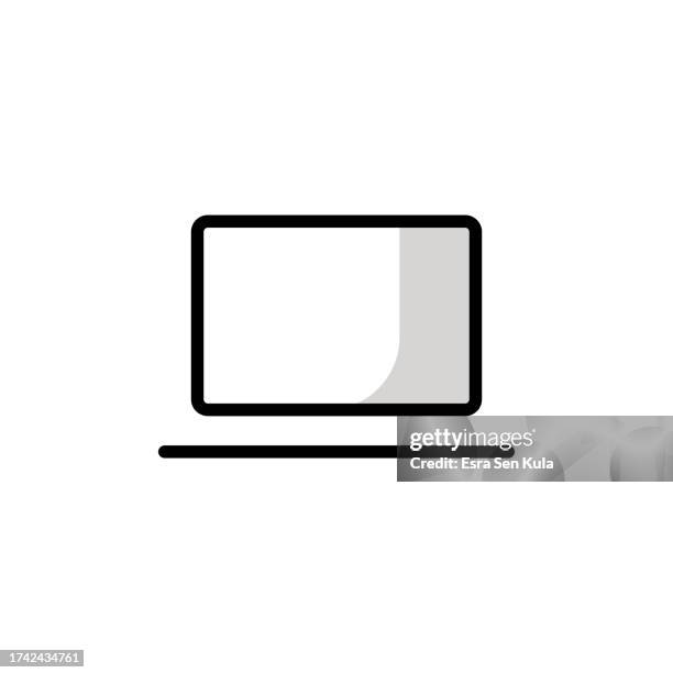 laptop universal line icon with editable stroke. suitable for web page, mobile app, ui, ux and gui design. - blank screen office stock illustrations