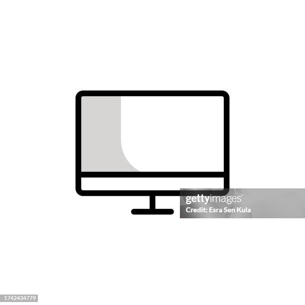 computer universal line icon design with editable stroke. suitable for web page, mobile app, ui, ux and gui design. - plasma tv stock illustrations