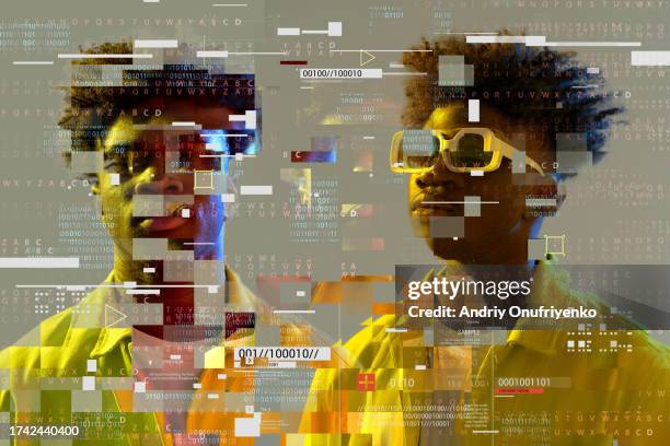 metaverse portrait. - inteligência imagens e fotografias de stock