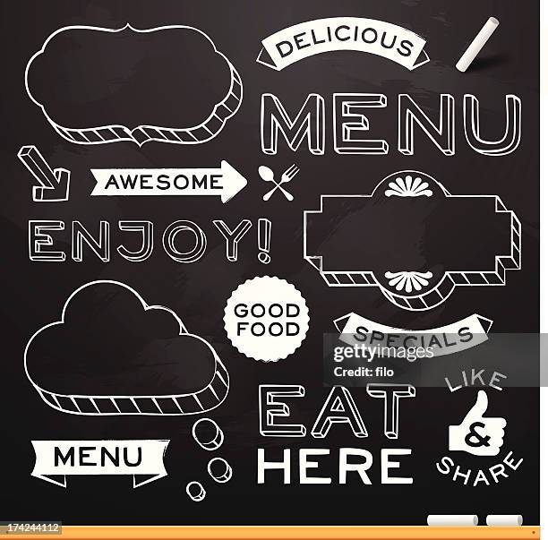 chalkboard restaurant menu elements - 餐牌 幅插畫檔、美工圖案、卡通及圖標