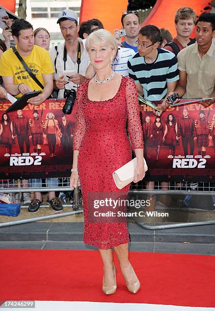 Dame Helen Mirren attends the European Premiere of 'Red 2' at Empire Leicester Square on July 22, 2013 in London, England.