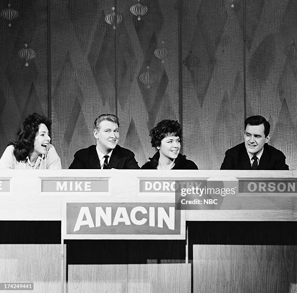 Episode 101 -- Pictured: Panelists Elaine May, Mike Nichols, Dorothy Loudon, guest panelist Orson Bean --