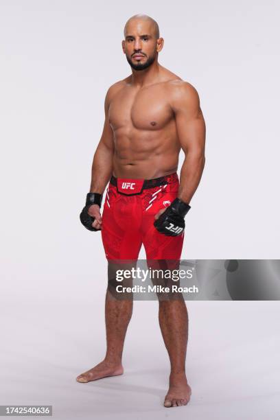 Abu Azaitar poses for a portrait during a UFC photo session on October 18, 2023 in Yas Island, Abu Dhabi, United Arab Emirates.