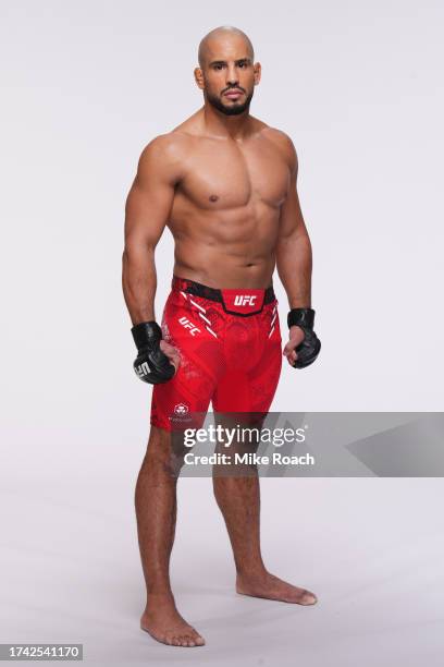 Abu Azaitar poses for a portrait during a UFC photo session on October 18, 2023 in Yas Island, Abu Dhabi, United Arab Emirates.
