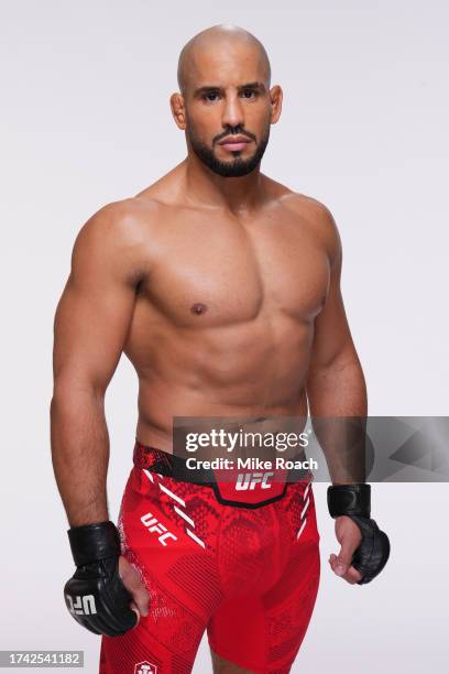 Abu Azaitar poses for a portrait during a UFC photo session on October 18, 2023 in Yas Island, Abu Dhabi, United Arab Emirates.