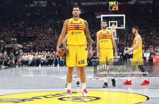 Willy Hernangomez of FC Barcelona ready to perform a free throw during the 2023/2024 Turkish Airlines EuroLeague match between Partizan Mozzart Bet...