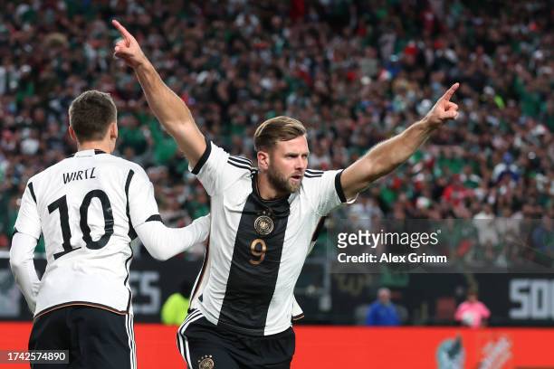 Niklas Fuellkrug of Germany celebrates the team's second goal during the international friendly between Germany and Mexico at Lincoln Financial Field...