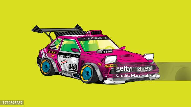 drift car, sport car - street racing stock illustrations