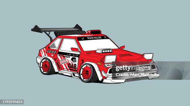 driftauto, sportwagen - car spoiler stock-grafiken, -clipart, -cartoons und -symbole