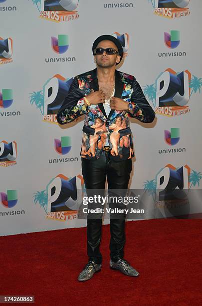 Sensato poses in the press room during the Premios Juventud 2013 at Bank United Center on July 18, 2013 in Miami, Florida.