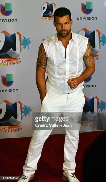 Ricky Martin poses in the press room during the Premios Juventud 2013 at Bank United Center on July 18, 2013 in Miami, Florida.