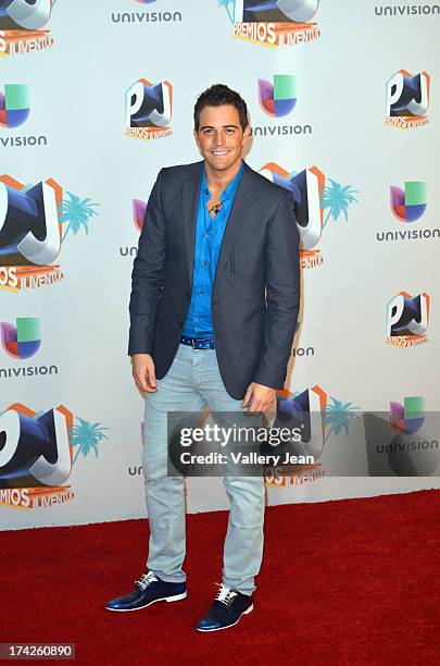 Mane de la Parra poses in the press room during the Premios Juventud 2013 at Bank United Center on July 18, 2013 in Miami, Florida.