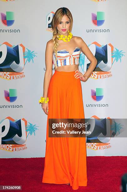 Jencarlos Canela poses in the press room during the Premios Juventud 2013 at Bank United Center on July 18, 2013 in Miami, Florida.