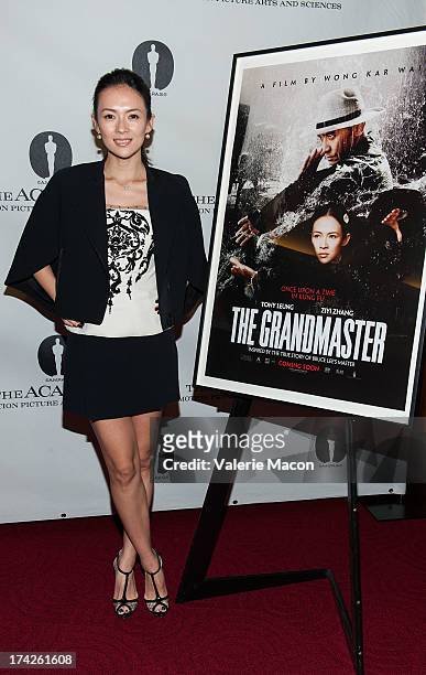 Actress Ziyi Zhang attends The Academy of Motion Picture Arts and Sciences' host Wong Kar Wai with an advance screening of "The Grandmaster" on July...