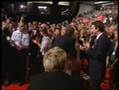 Tony Blair speech; INT Delegates standing and applauding / Blair on