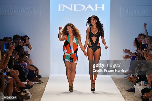 Designer Libby DeSantis walks the runway at the Indah show during Mercedes-Benz Fashion Week Swim 2014 at the Raleigh on July 22, 2013 in Miami...