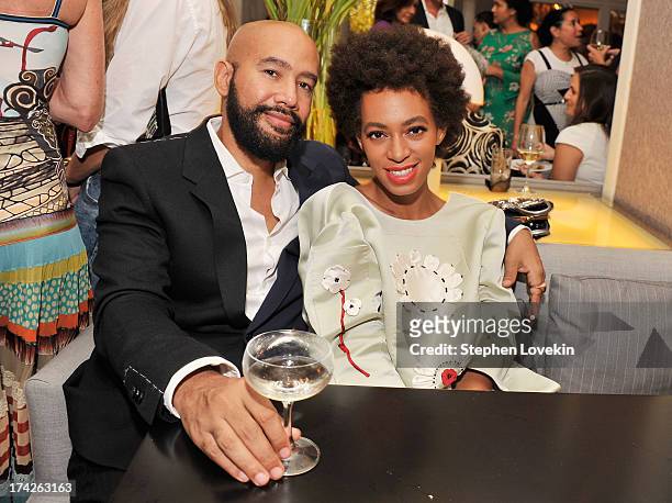 Music video director Alan Ferguson and singer Solange Knowles attend the after party for the New York Premiere of "Blue Jasmine" at Harlow on July...