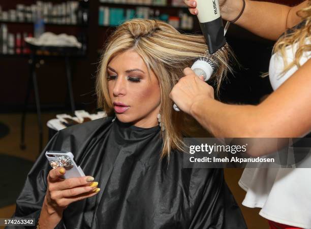 The Real Housewives Of Orange County' star Alexis Bellino visits a hair salon on July 22, 2013 in Anaheim, California.