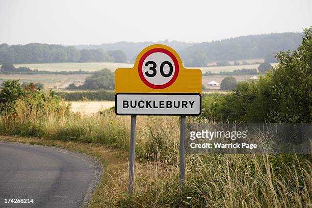 Road sign leading to the Duchess of Cambridge's hometown of Bucklebury, on July 23, 2013 in Bucklebury, England. Catherine, Duchess of Cambridge gave...