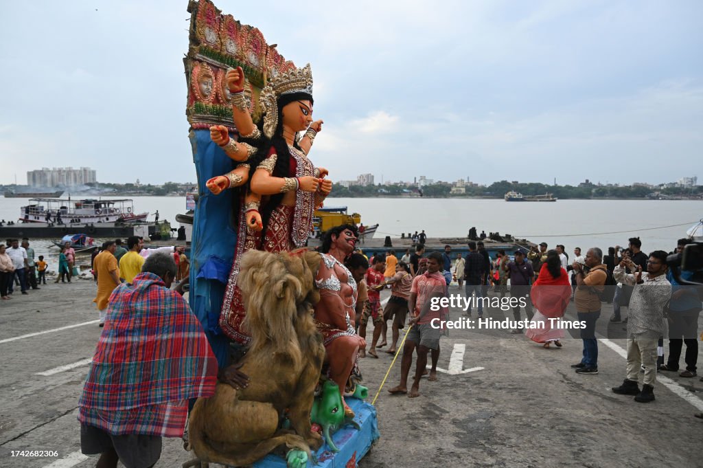 Durga Randi Immersion of idols of Goddess Durga on the tenth day of Durga Puja ...