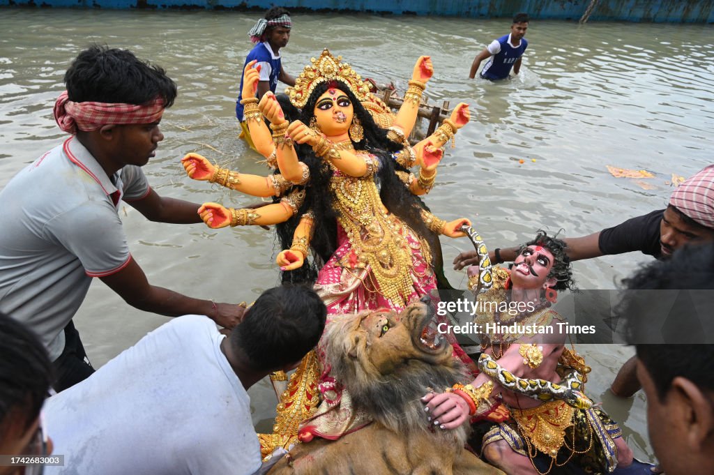 Durga R C Immersion of idols of Goddess Durga on the tenth day of Durga Puja ...