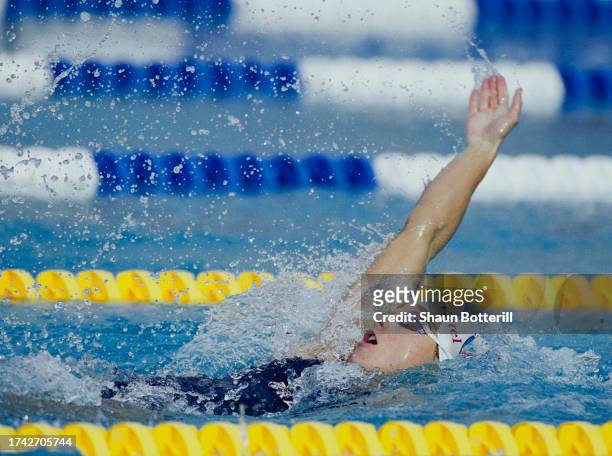 Roxana Maracineanu from France swimming in the Women's 200 Metres Backstroke competition during the LEN European Swimming Championships on 27th July...