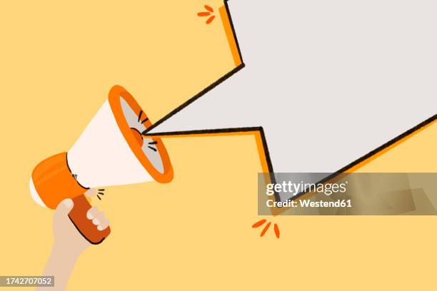 bildbanksillustrationer, clip art samt tecknat material och ikoner med illustration of blank speech bubble coming out of megaphone - megafon