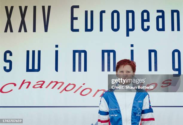 Roxana Maracineanu from France, winning gold medalist in the Women's 200 Metres Backstroke competition during the LEN European Swimming Championships...