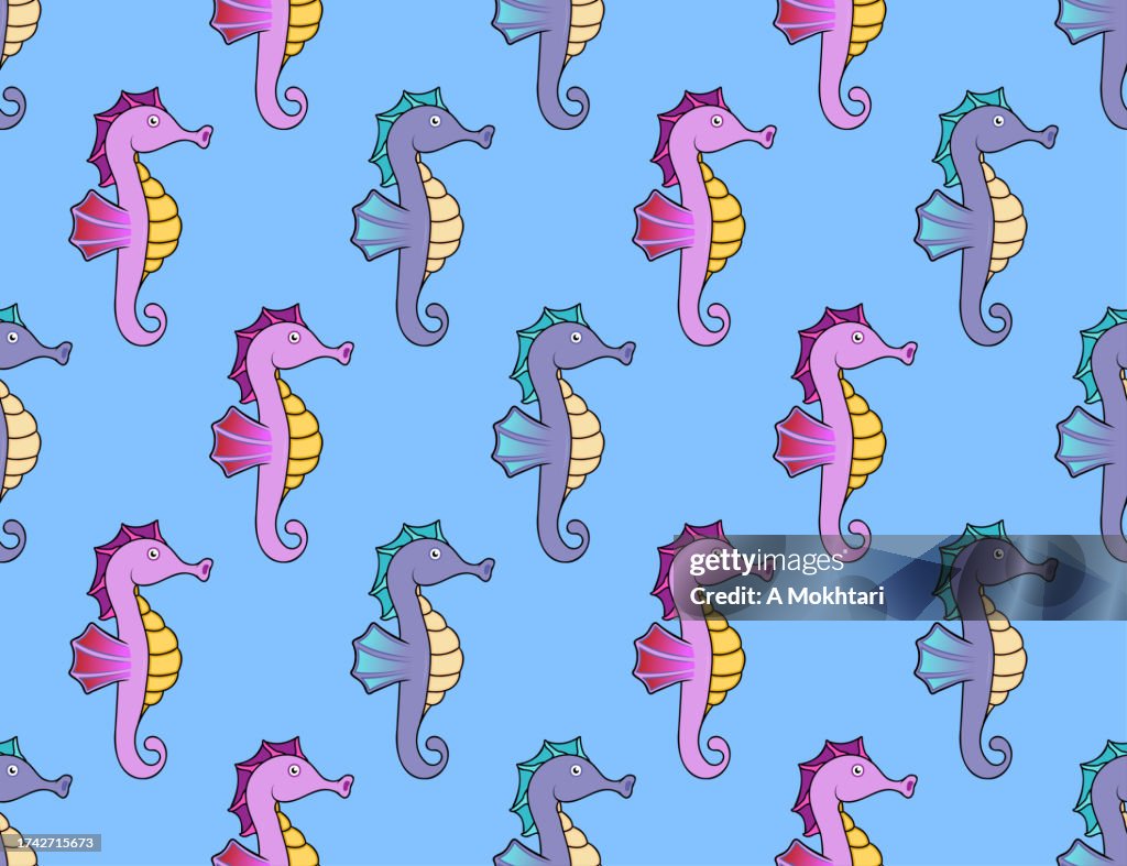 Seahorse repeating pattern texture.