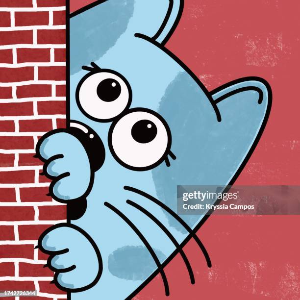 cartoon cat face - pets icon blue stock pictures, royalty-free photos & images