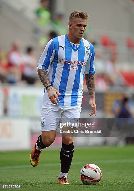 Danny Ward of Huddersfield Town in action during the pre season friendly match between Rotherham United and Huddersfield Town at The New York Stadium...