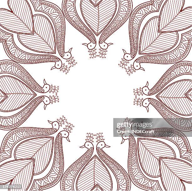 mehandi frame - peacock background stock illustrations